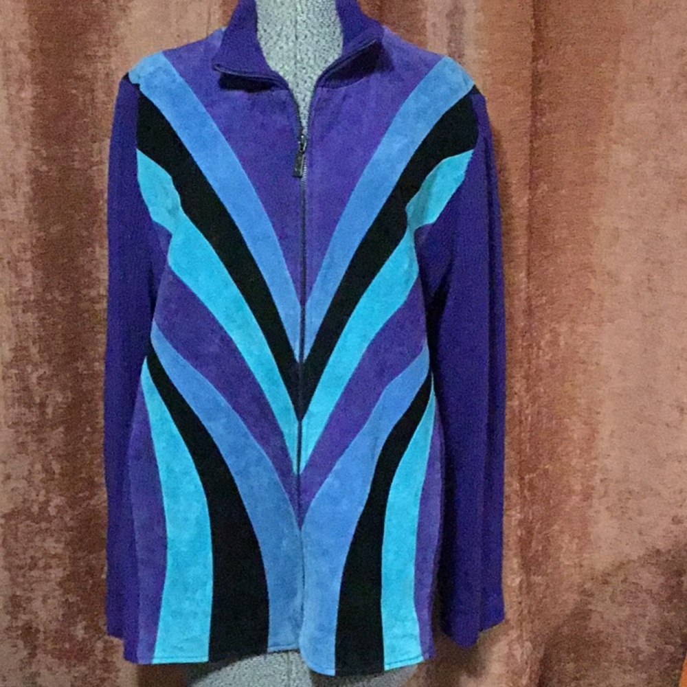 Bob Mackie Wearable art suede Leather sweater
